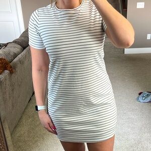Christopher & Banks Black and White Striped Mini Dress